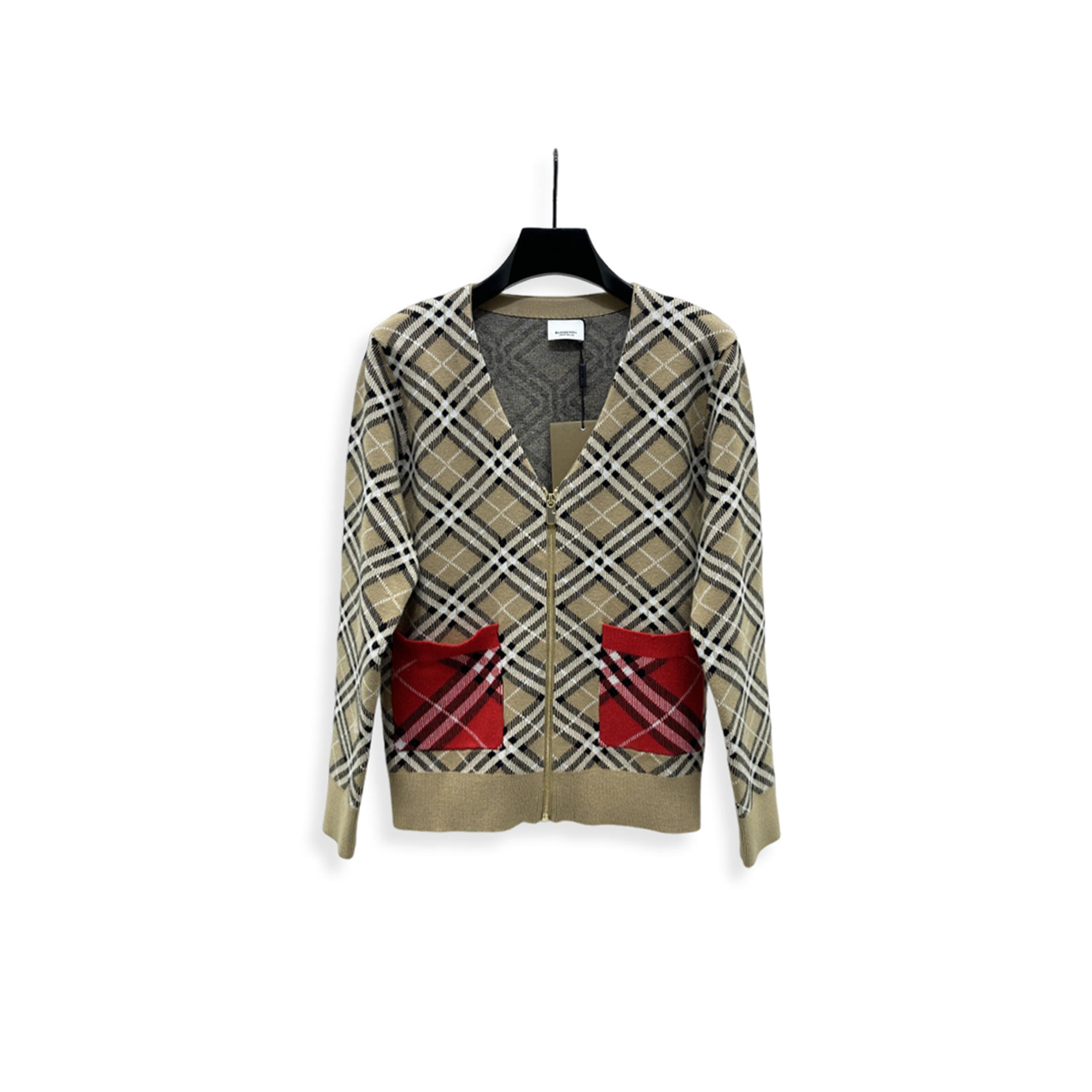 Bv*b*rry wool cardigan in check 81184121